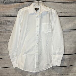 Lee Uniforms Men's Classic White Dress Shirt Cotton Poly Blend Front Pocket